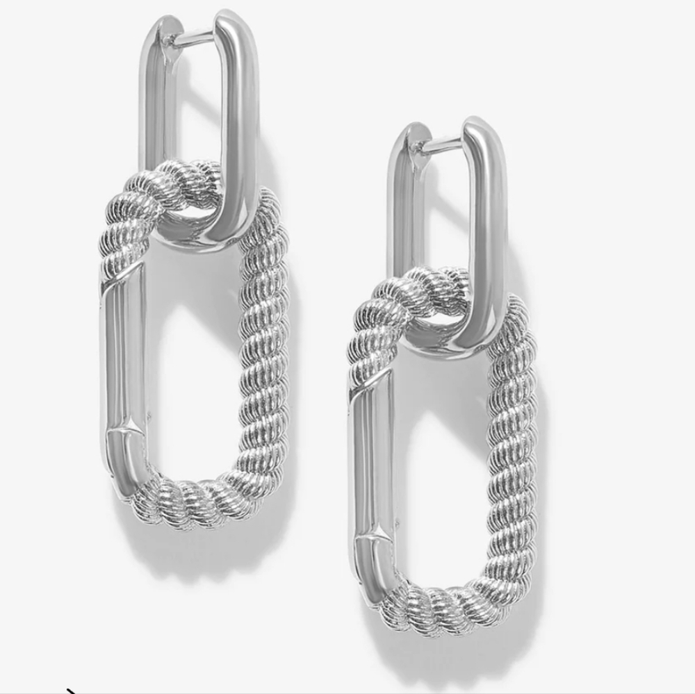 ADORNMONDE Zach carabiner earrings Rhodium plated New
